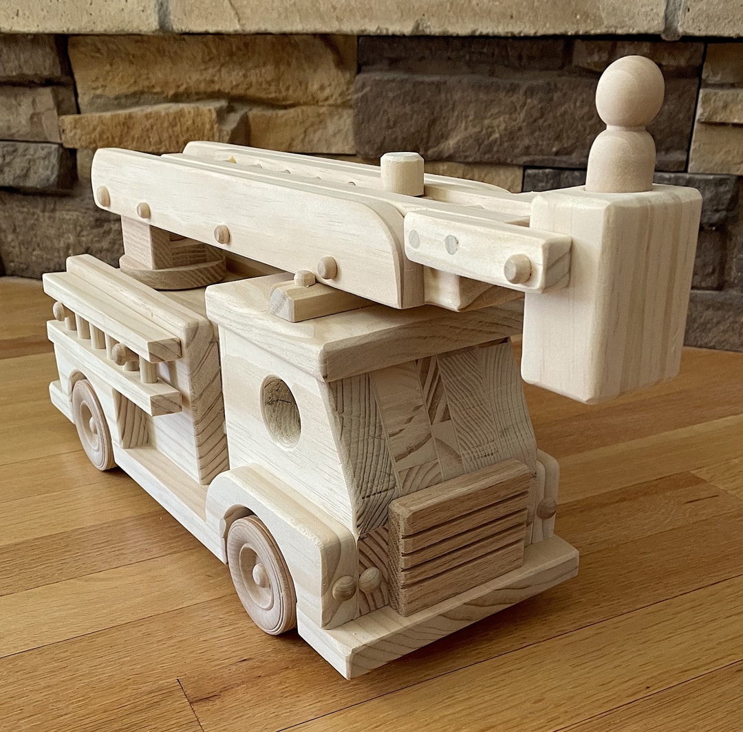Wooden Fire Truck Toy - Image 8