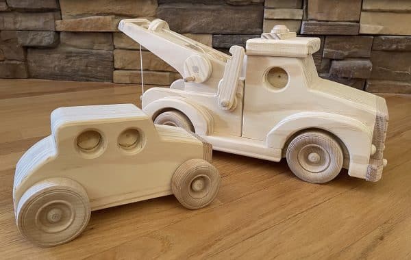Wooden Tow Truck and Car