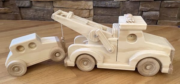 Wooden Tow Truck and Car - Image 2